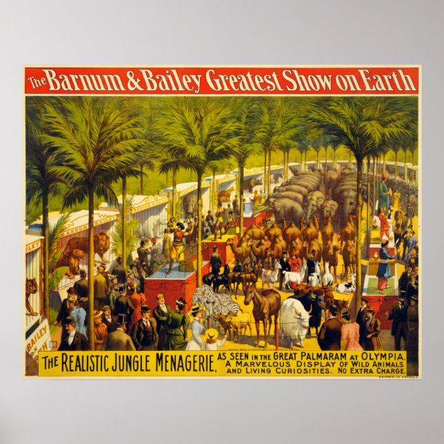 Póster Poster de circo de la menagerie de la jungla reali (Frente)