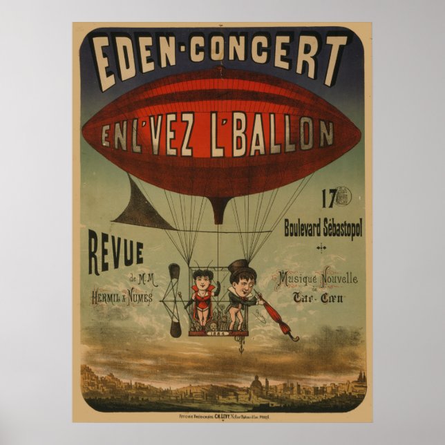 Póster Poster De Circo Francés De Dos Artistas En Aeronav (Frente)