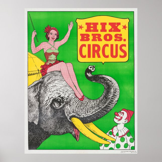Póster Poster De Circo Mostrando A Una Mujer Un Elefante  (Frente)