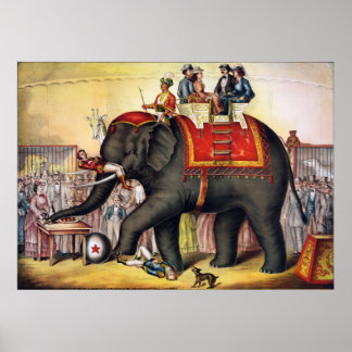 Póster Poster de circo ventilado - elefante escénico