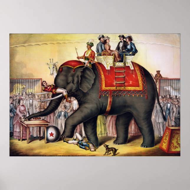 Póster Poster de circo ventilado - elefante escénico (Frente)