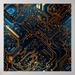 Póster Poster de circuito electrónico