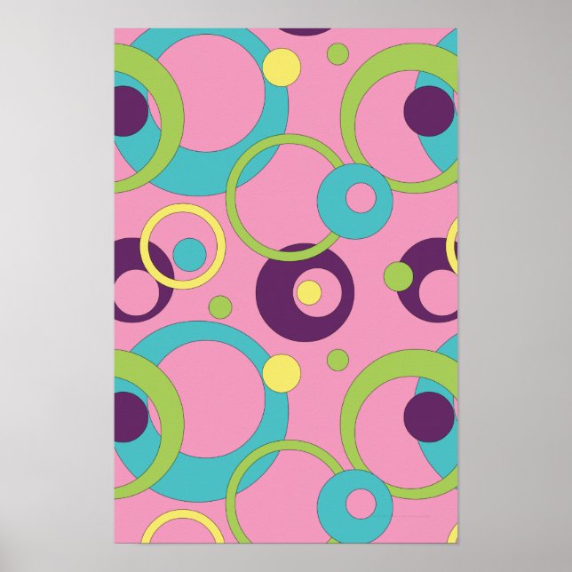 Póster Poster de Círculos Rosa Funky (Frente)