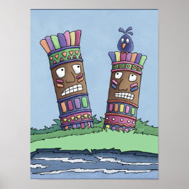 Póster Poster de ciruelas de pájaro de Tiki