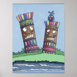 Póster Poster de ciruelas de pájaro de Tiki