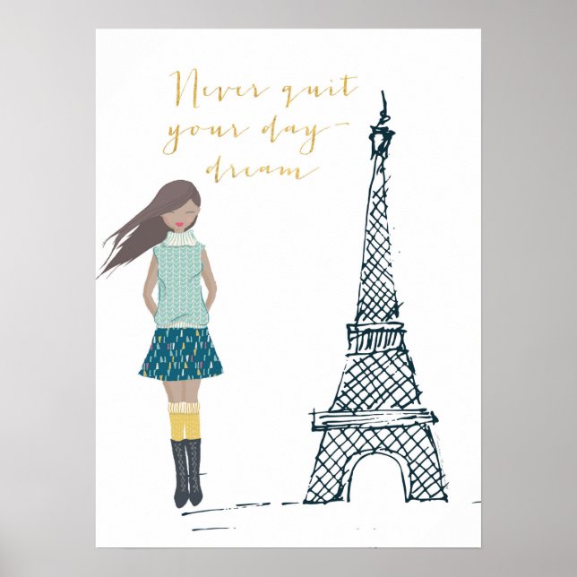 Póster Poster De Cita De Oro "Nunca Dejes Tu Sueño De Día (Frente)