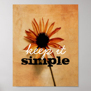 Póster poster de cita inspiradora mantener la flor simple