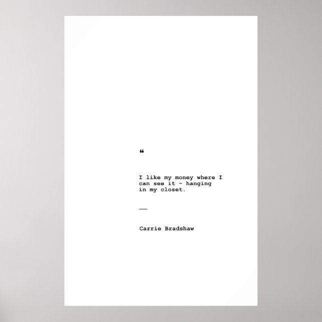 Póster Poster de citas de Carrie Bradshaw (Frente)