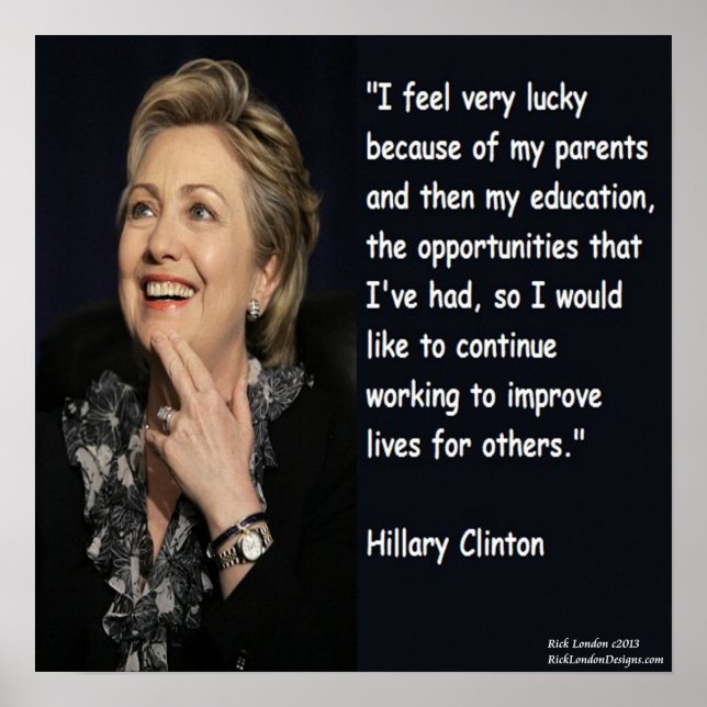 Póster Poster de citas de Hillary Clinton "Educación y pa (Frente)