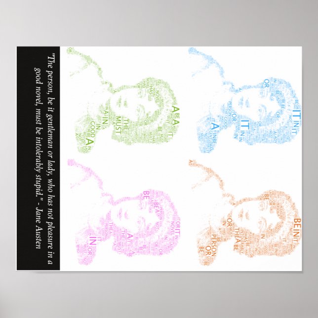 Póster Poster de citas de Jane Austen (Frente)