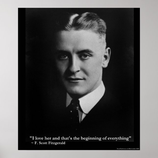Póster Poster de citas de Scott Fitzgerald "Love/Beging" (Frente)