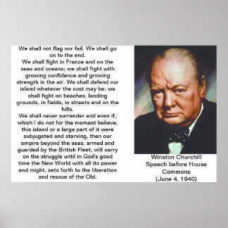 Póster Poster de citas de Winston Churchill