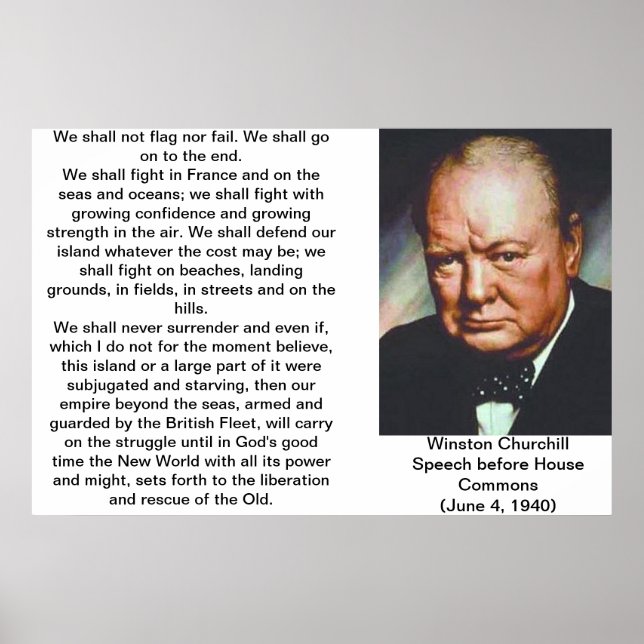 Póster Poster de citas de Winston Churchill (Frente)
