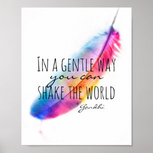Póster Poster de citas inspiradoras de Gandhi con pluma