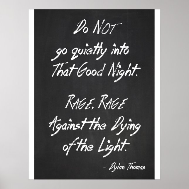 Póster Poster de citas inspiradoras - Dylan Thomas - Furi (Frente)