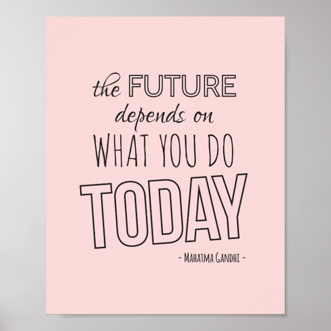 Póster Poster de citas inspiradoras Tendencia rosa Futura (Frente)