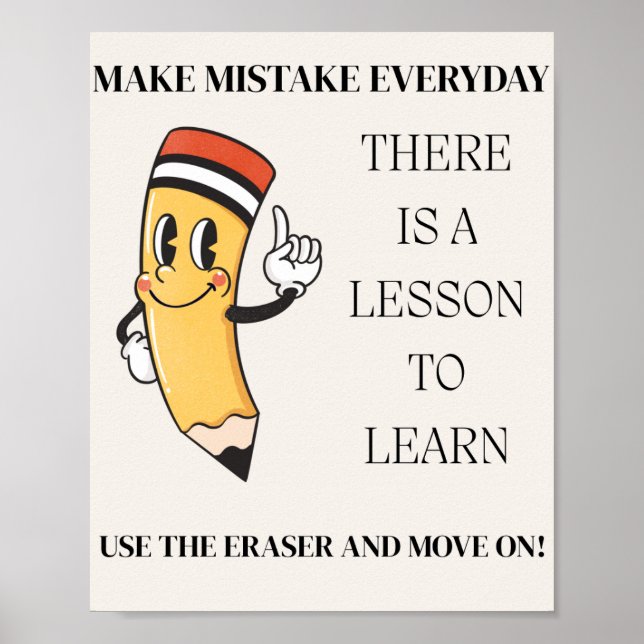 Póster Poster de citas motivacionales - Aprender de error (Frente)