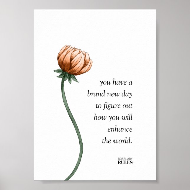 Póster Poster de citas motivacionales de Floral Boss Lady (Frente)