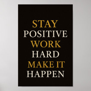 Póster Poster de citas motivacionales y de trabajo positi