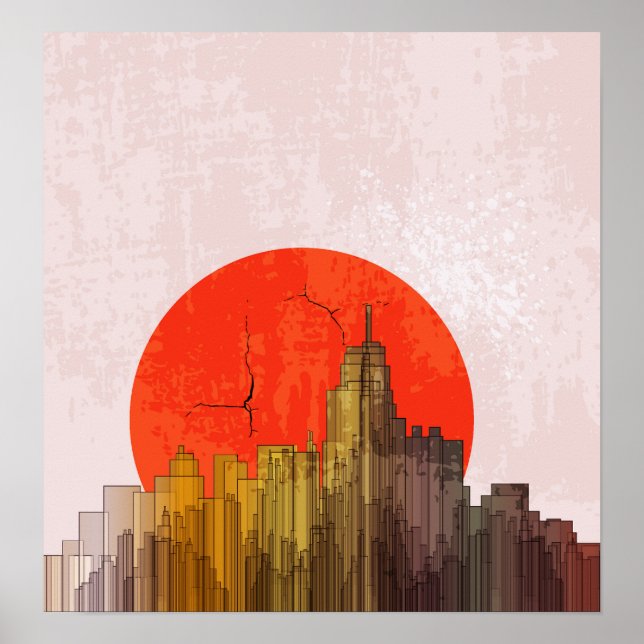 Póster Poster de Ciudad Retro Apocalíptica (Frente)