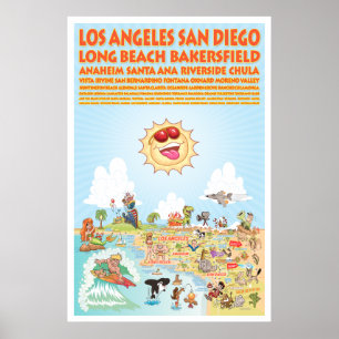 Póster Poster de Ciudades del Sur de California