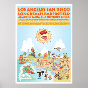 Póster Poster de Ciudades del Sur de California
