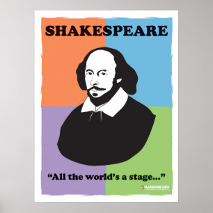 Póster Poster de clase colorida de Shakespeare de 18" x 2
