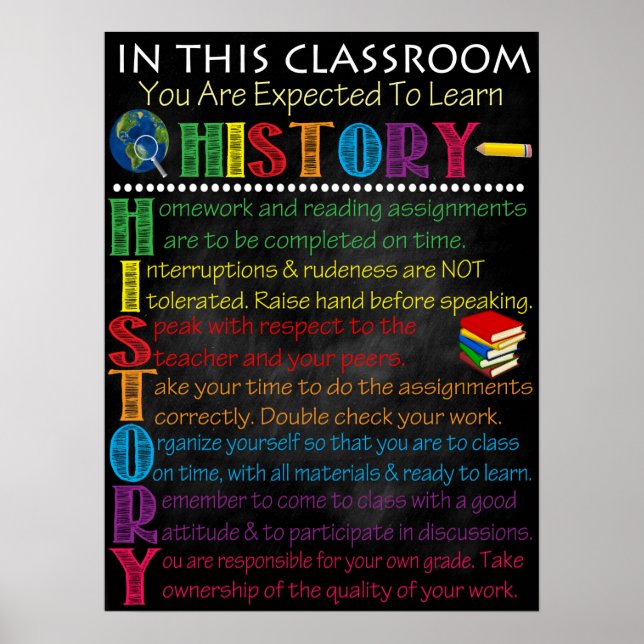 Póster Poster de clase de historia (Frente)