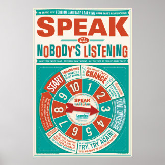 Póster Poster de clase de idiomas extranjeros (habla como