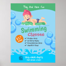 Poster de clases de natación para niños