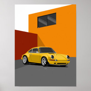 Póster poster de coche clásico amarillo 911 - Retro Sport