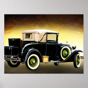 Póster poster de coche de temporizador antiguo