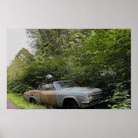Poster de coches viejos abandonados