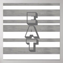 Póster poster de cocina con comida en gris y blanco