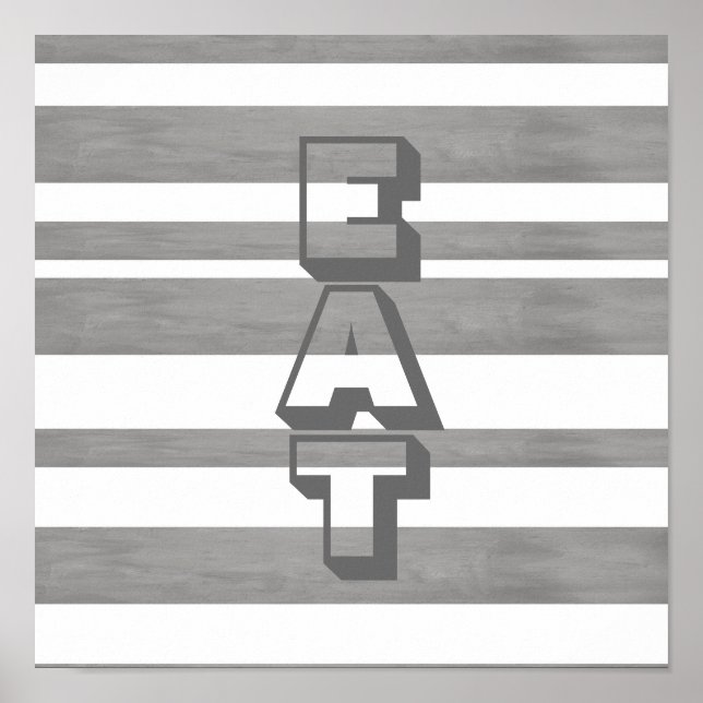 Póster poster de cocina con comida en gris y blanco (Frente)