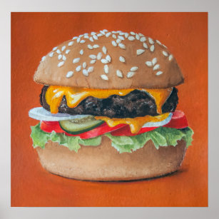 Póster Poster de cocina de Ilustracion de Hamburger