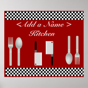 Póster Poster de cocina de tablero de ajedrez Imprimir