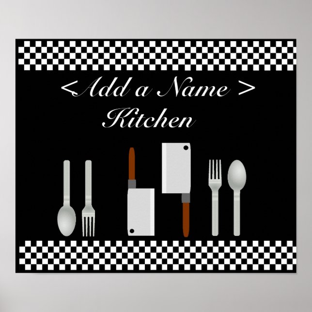 Póster Poster de cocina de tablero de ajedrez Imprimir (Frente)