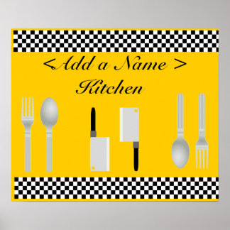 Póster Poster de cocina de tablero de ajedrez Imprimir