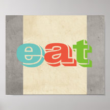 poster de cocina tipográfica come gris y crudo