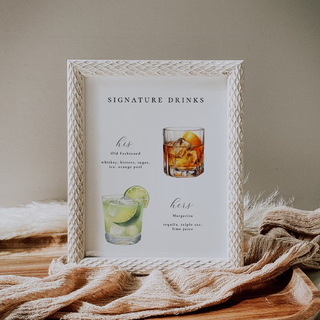 Póster Poster de cócteles Boda de bebidas con firma (Subido por el creador)