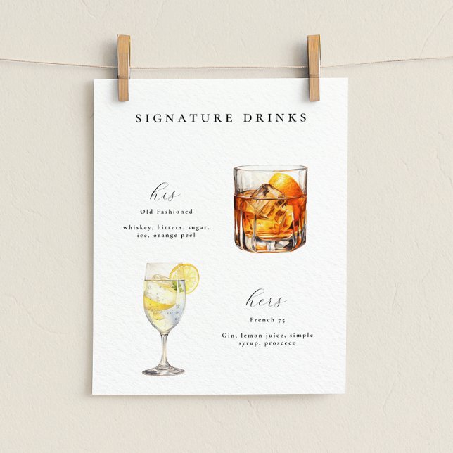 Póster Poster de cócteles Bodas para bebidas con firma (Subido por el creador)