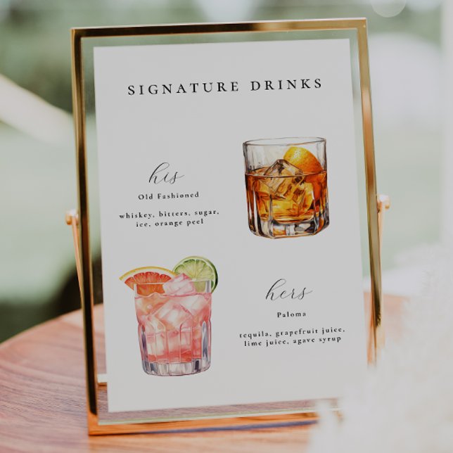 Póster Poster de cócteles Bodas para bebidas con firma (Subido por el creador)