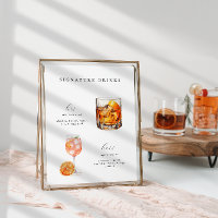 Poster de cócteles Bodas para bebidas con firma