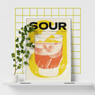 Póster Poster de cócteles Whiskey Sour Retro