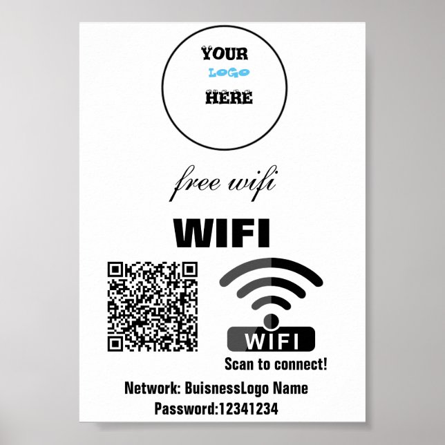 Póster Poster de código QR de contraseña de red WIFI (Frente)
