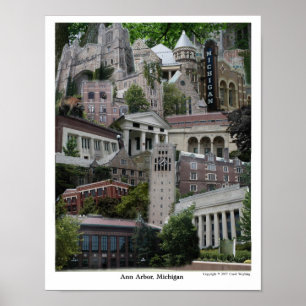 Póster Poster de Collage Ann Arbor Michigan 11 x 14
