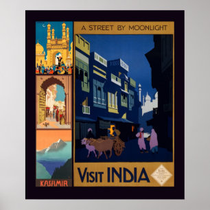 Póster Poster de collage de afiches de viaje de India