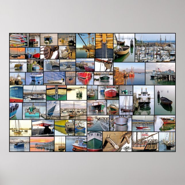 Póster Poster de collage de barcos 28 x 20 (Frente)