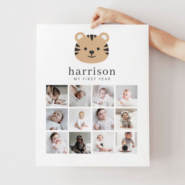 Póster Poster de collage de fotos - Cara de tigre (Photo Collage Poster - Tiger Face)